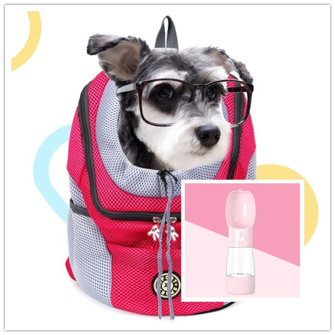 Pet Dog Carrier Backpack - Double Shoulder Travel Bag with Mesh