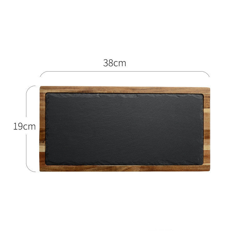 Rectangular acacia wood stone plate