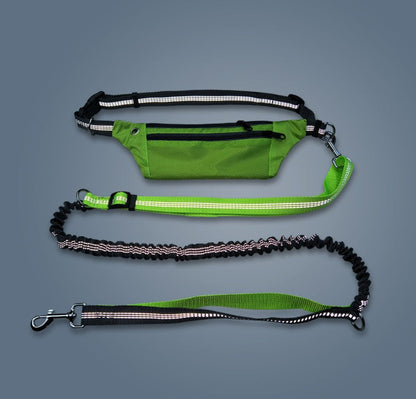 Hands Free Dog Running Leash with Waist Belt Pack