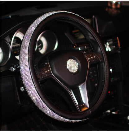 Cute Cartoon Leather Steering Wheel Handle Set