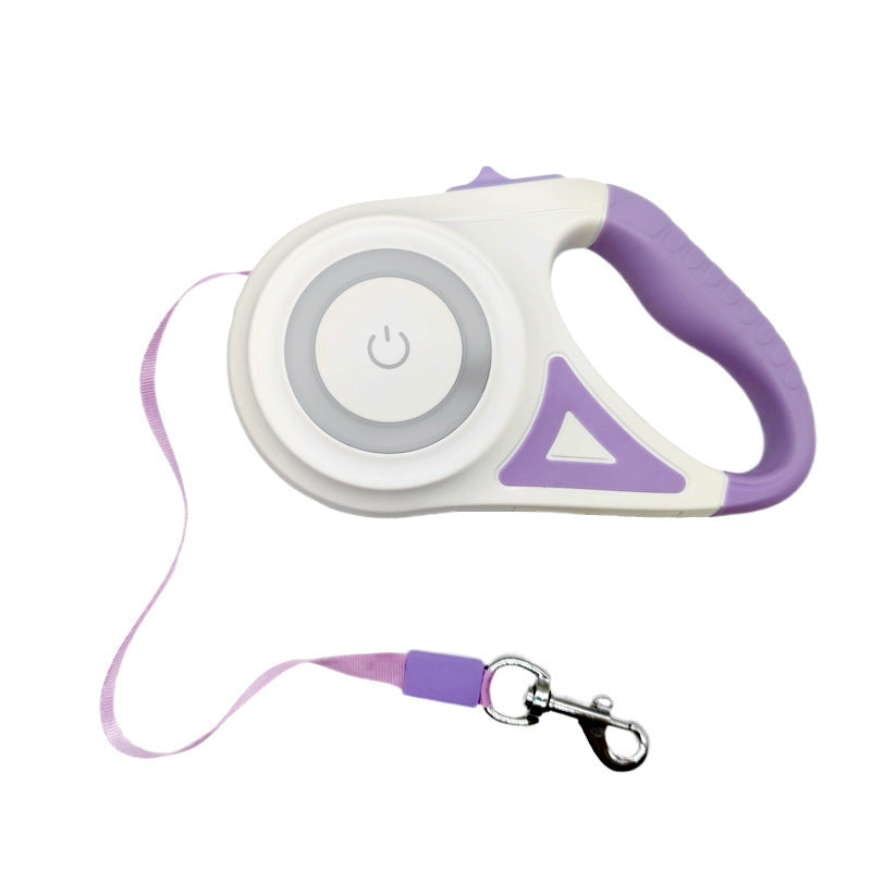 Retractable dog leash with LED light Purple