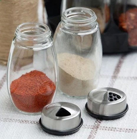 High Quality Glass Spice Rack Set With Rotating Base