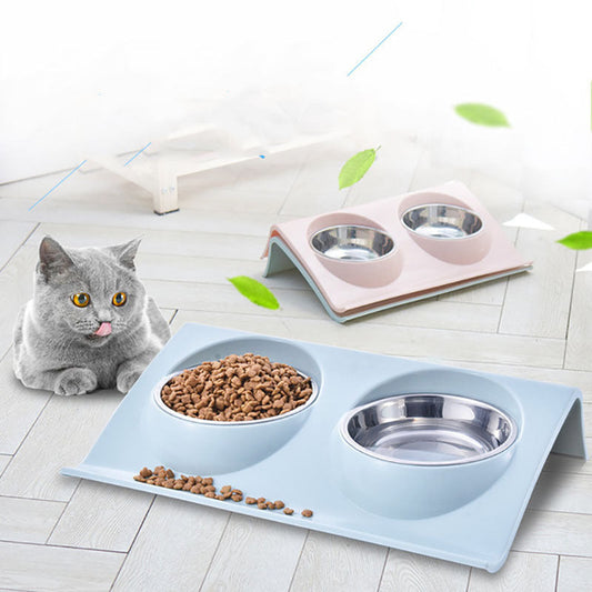 Stainless Steel Pet Double Bowl for Safety and Easy Cleaning