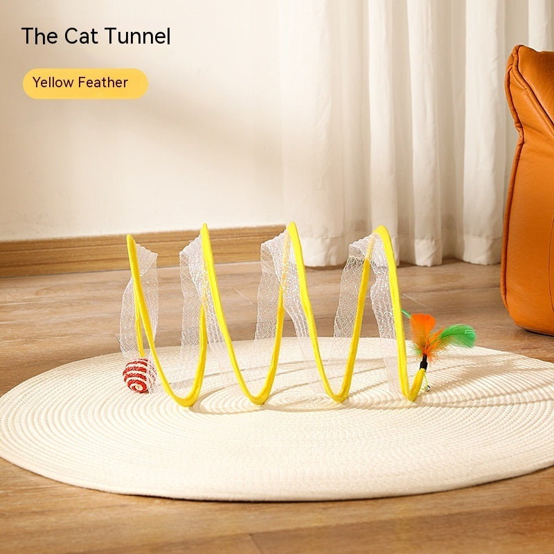 Elastic Collapsible Cat Tunnel Toy for Multiple Cats