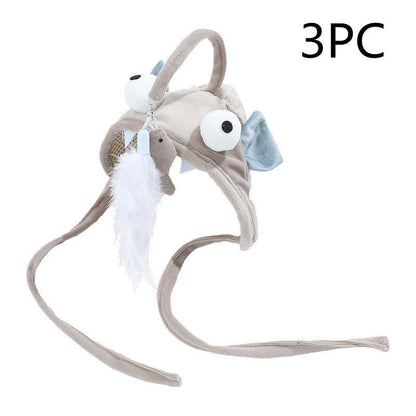 Head-Mounted Cat Toy for Hands-Free Fun| Indoor Cat Teaser Hat