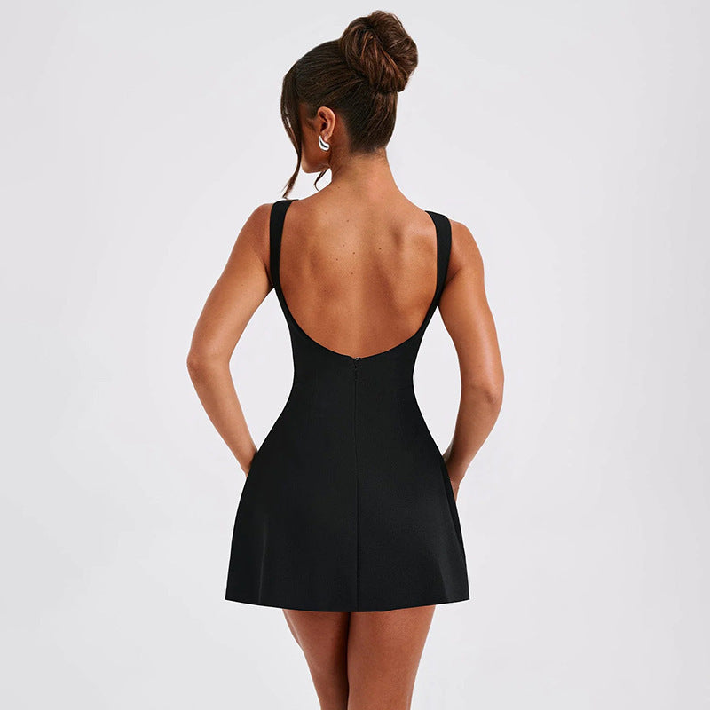 Slim-Fitting Backless Summer Dress
