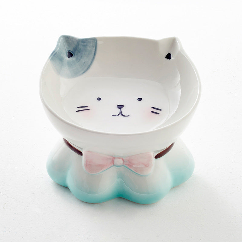 Lucky Cat Ceramic Bowl - Cat Food and Water Dish