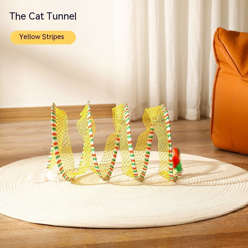 Elastic Collapsible Cat Tunnel Toy for Multiple Cats