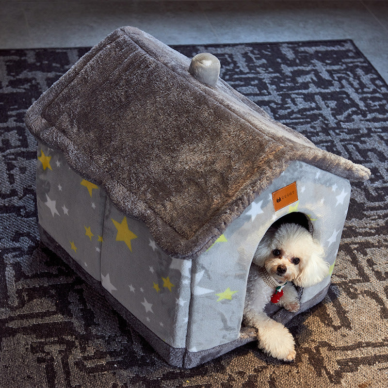 Coffee color puppy bed with plush comfort