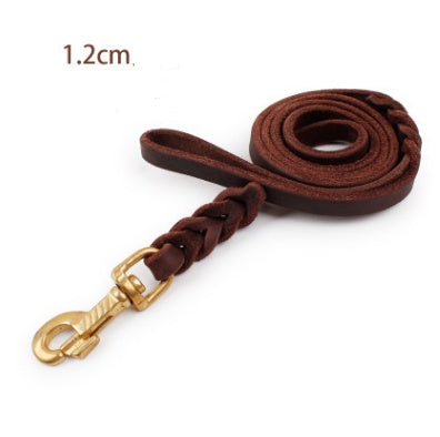 Durable First Layer Leather Dog Leashes for Large Breeds