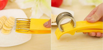 Ergonomic Yellow Banana Slicer with Stainless Steel Blade