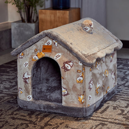 Cozy Foldable Pet House | Warm Winter Bed for Dogs & Cats