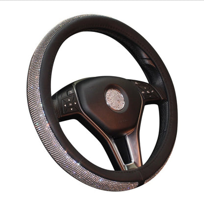 Cute Cartoon Leather Steering Wheel Handle Set