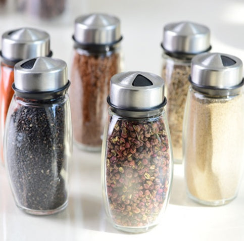 High Quality Glass Spice Rack Set With Rotating Base