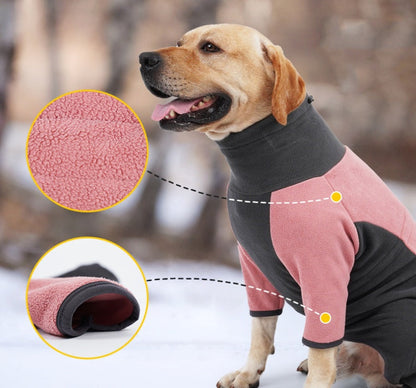 Quadruped Clothes Fleece Dog Coat | Pink Gray Blue