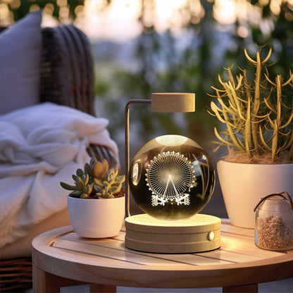 Crystal Glass LED Night Light USB Rechargeable