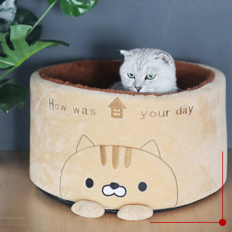 Cozy Autumn Plush Nest for Cats & Small Dogs