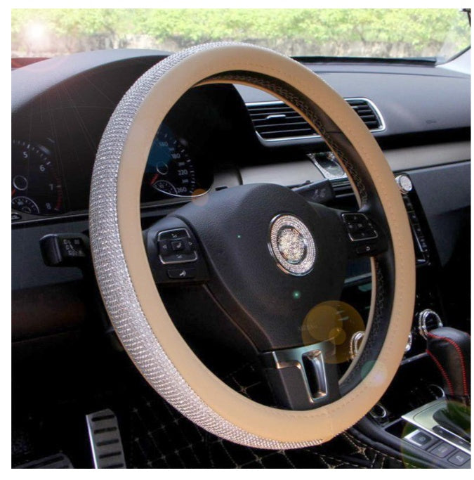 Cute Cartoon Leather Steering Wheel Handle Set