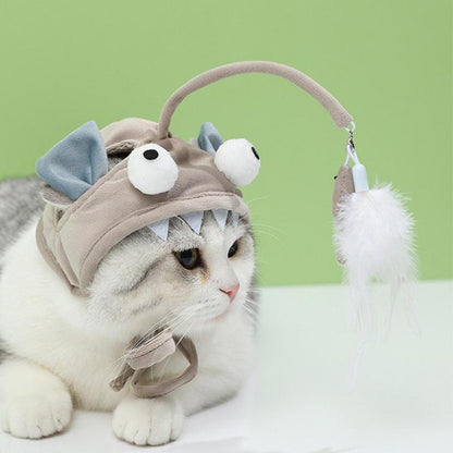 Head-Mounted Cat Toy for Hands-Free Fun| Indoor Cat Teaser Hat