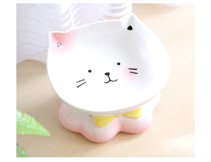 Lucky Cat Ceramic Bowl - Cat Food and Water Dish