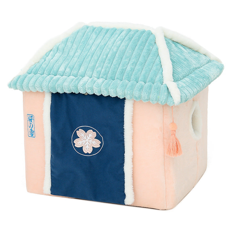 Enclosed Cat House Villa - Removable & Washable Bed