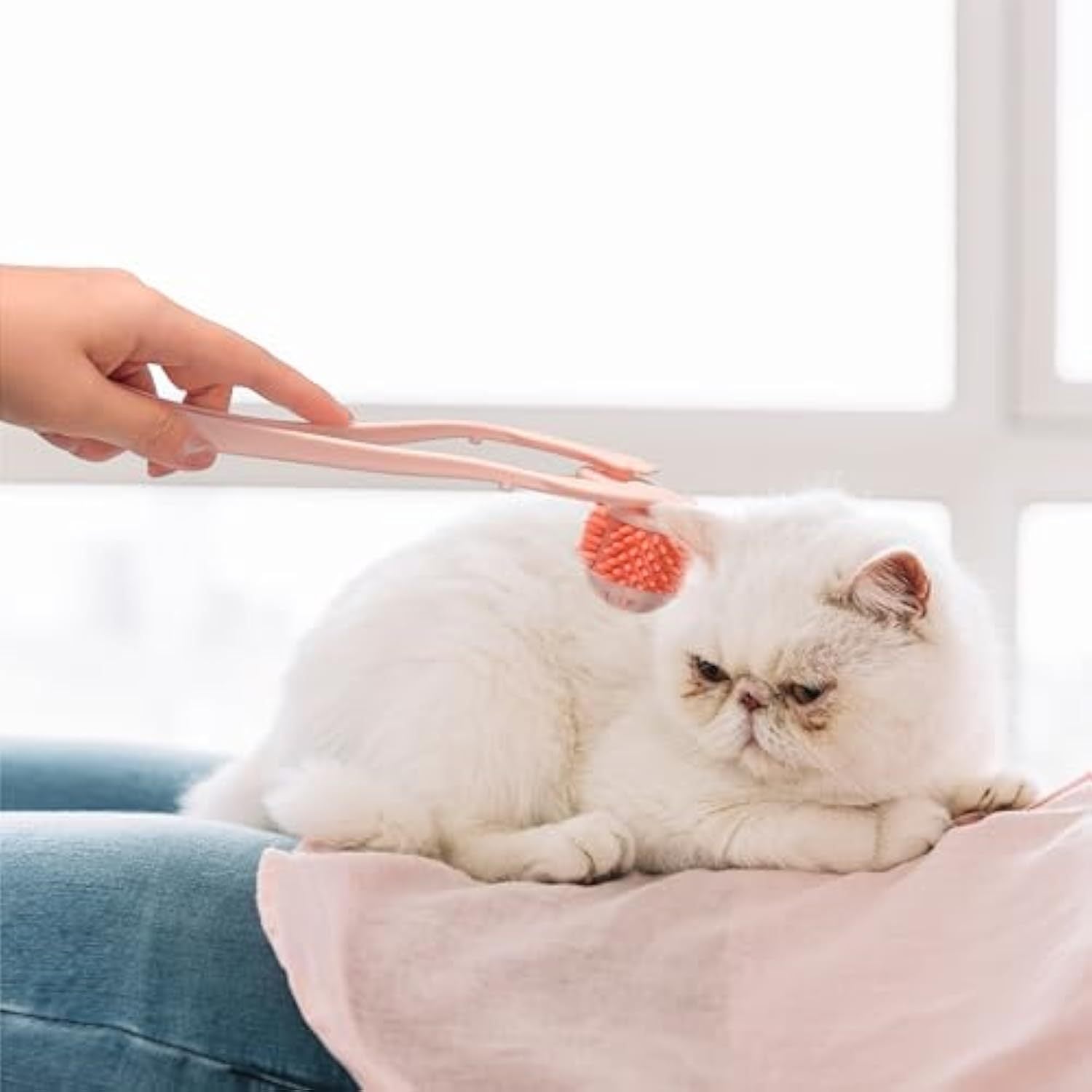 gently massaging face with roller.