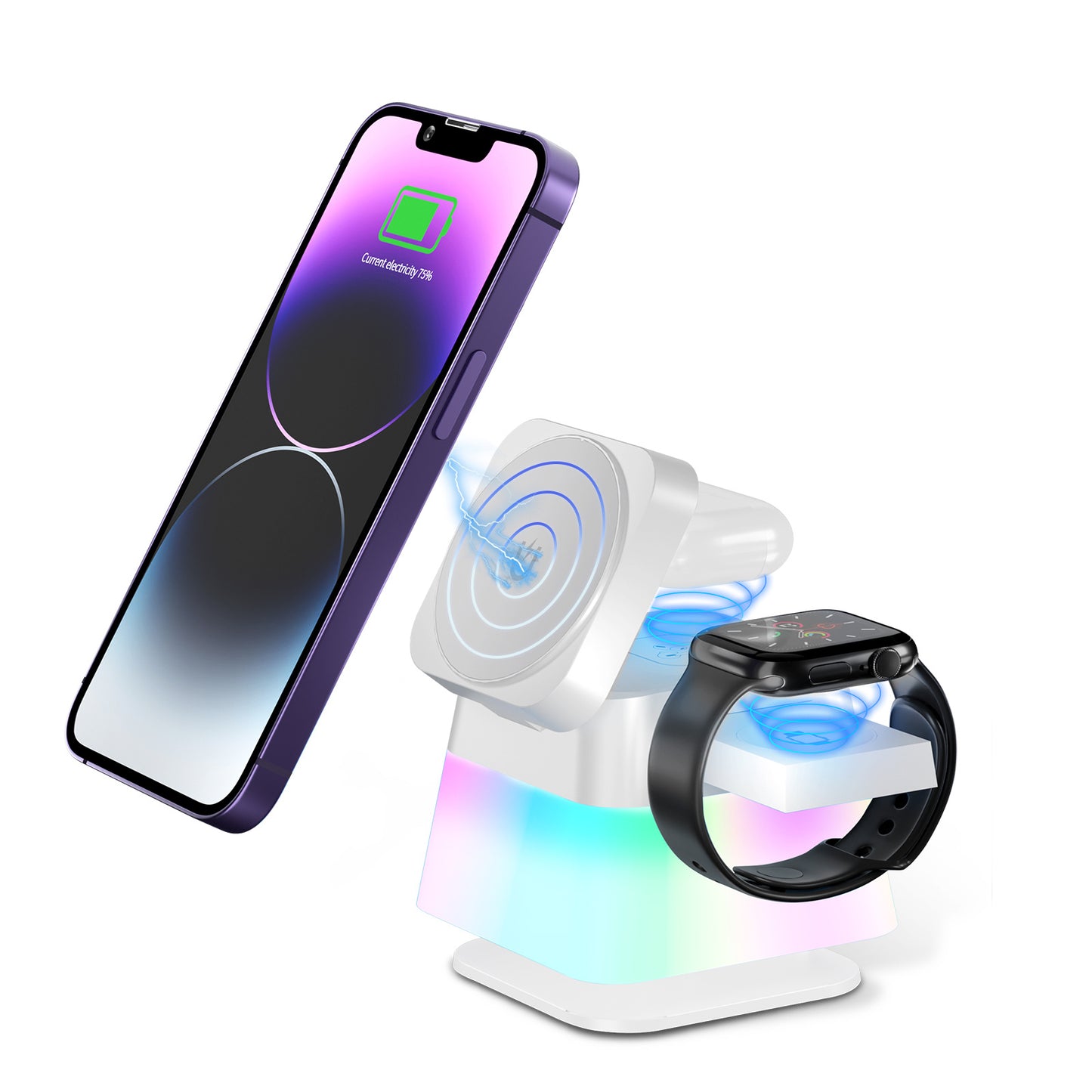 Holder Magnetic 4-In-1 Charger Stand with Colorful Lighting