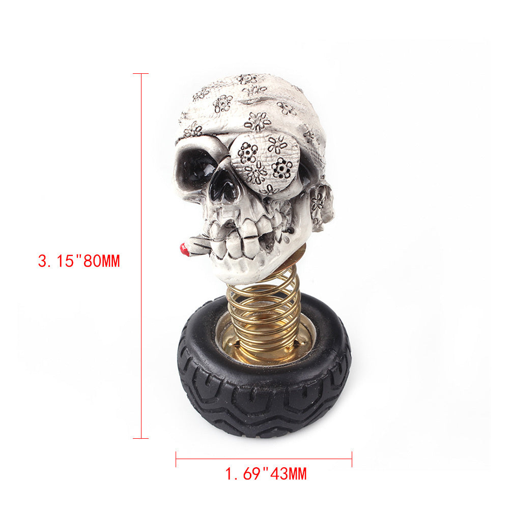 Cartoon Car Decoration Skull Head Swing Resin Military Cap Sunflower Band