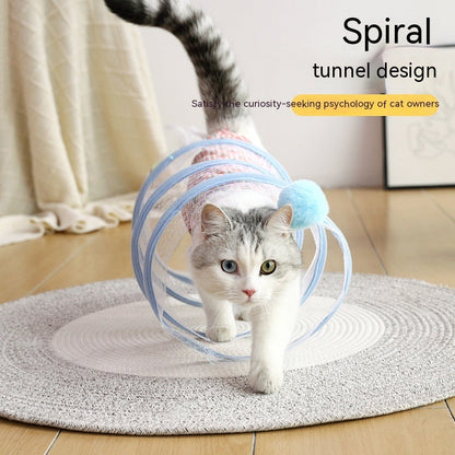 Elastic Collapsible Cat Tunnel Toy for Multiple Cats