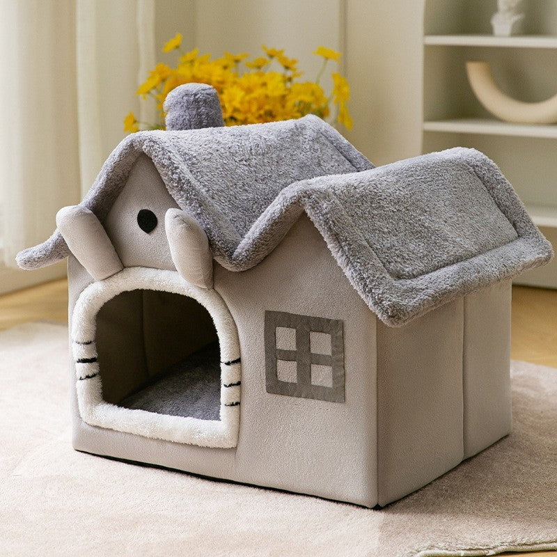 Cozy Foldable Pet House | Warm Winter Bed for Dogs & Cats