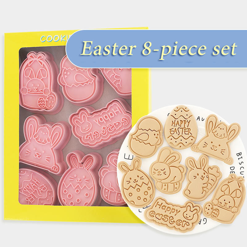 Cartoon Shape Plastic Biscuit Mold 8-Piece Set