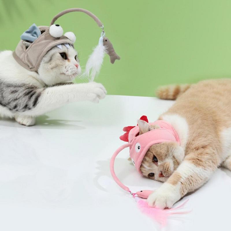 Head-Mounted Cat Toy for Hands-Free Fun| Indoor Cat Teaser Hat