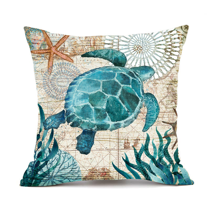 Marine Life Printed Cushion Cover