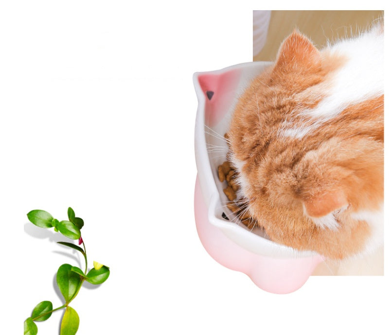 Lucky Cat Ceramic Bowl - Cat Food and Water Dish