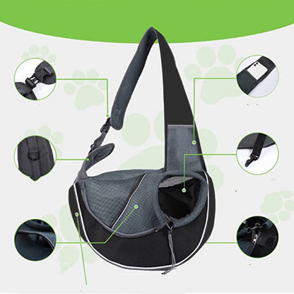 Pet carrier showing breathable Oxford material.