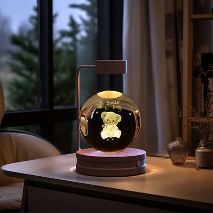 Crystal Glass LED Night Light USB Rechargeable