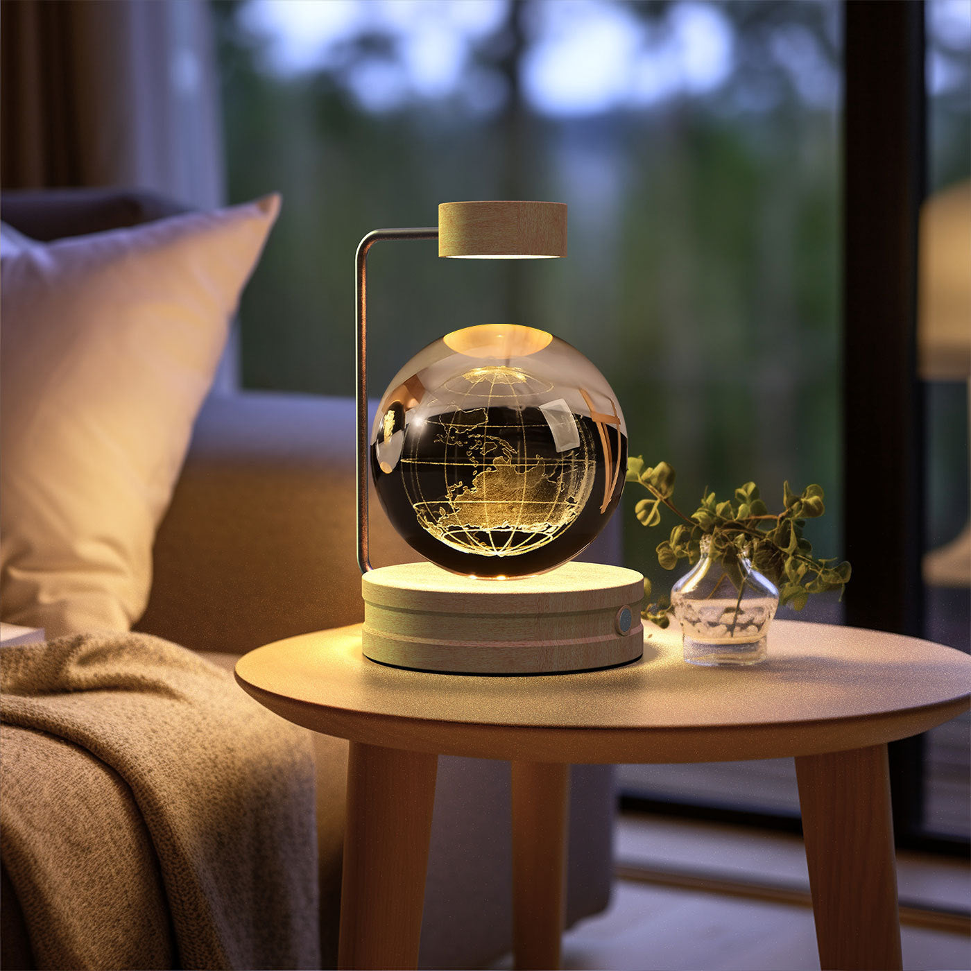 Crystal Glass LED Night Light USB Rechargeable