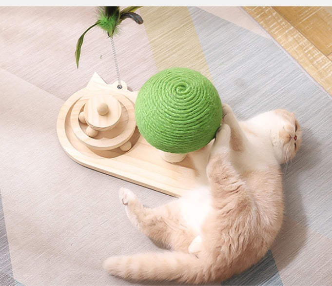 Cat Tree Toy Scratch Post With Double Sisal Balls