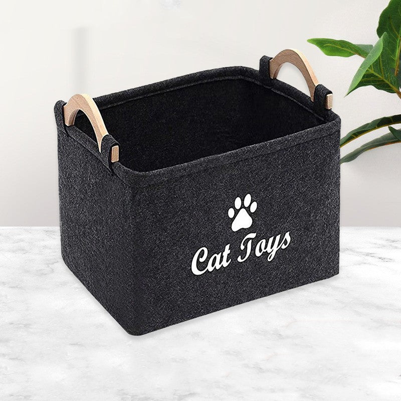 Felt Pet Toy Storage Basket - Large Capacity Organizer