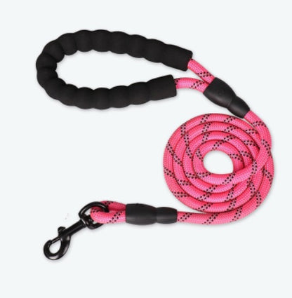 Reflective Dog Leash Rose Red