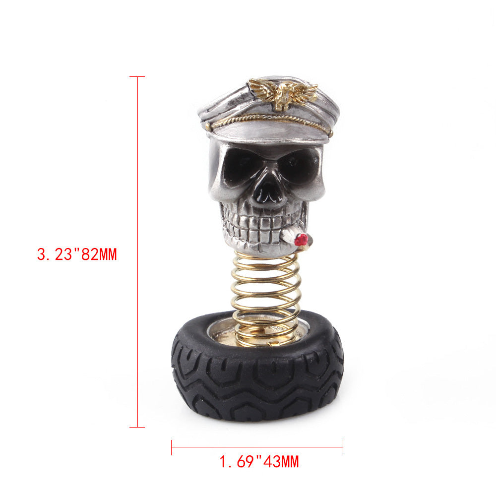 Cartoon Car Decoration Skull Head Swing Resin Military Cap Sunflower Band