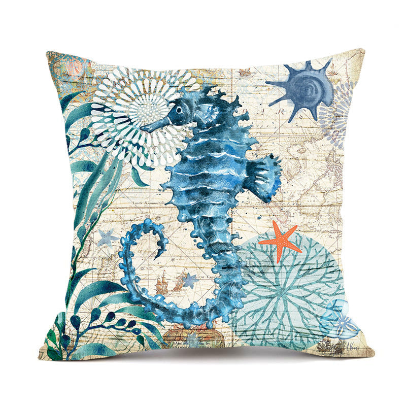 Marine Life Printed Cushion Cover