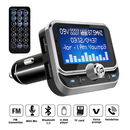 FM Car Bluetooth Adapter with LCD Display - USB Charging & Music Playback