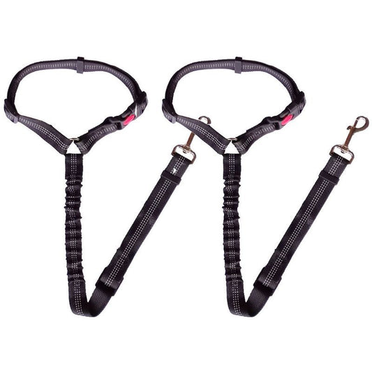 Adjustable Pet Car Seat Belt with Elastic Rope and Reflective Lines