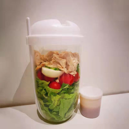 Leak-proof Salad Cup with Fork & Salad Dressing Holder