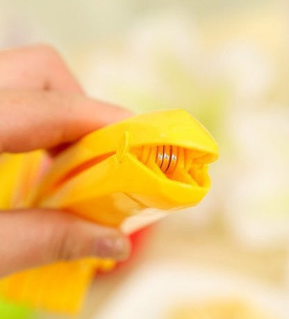 Ergonomic Yellow Banana Slicer with Stainless Steel Blade