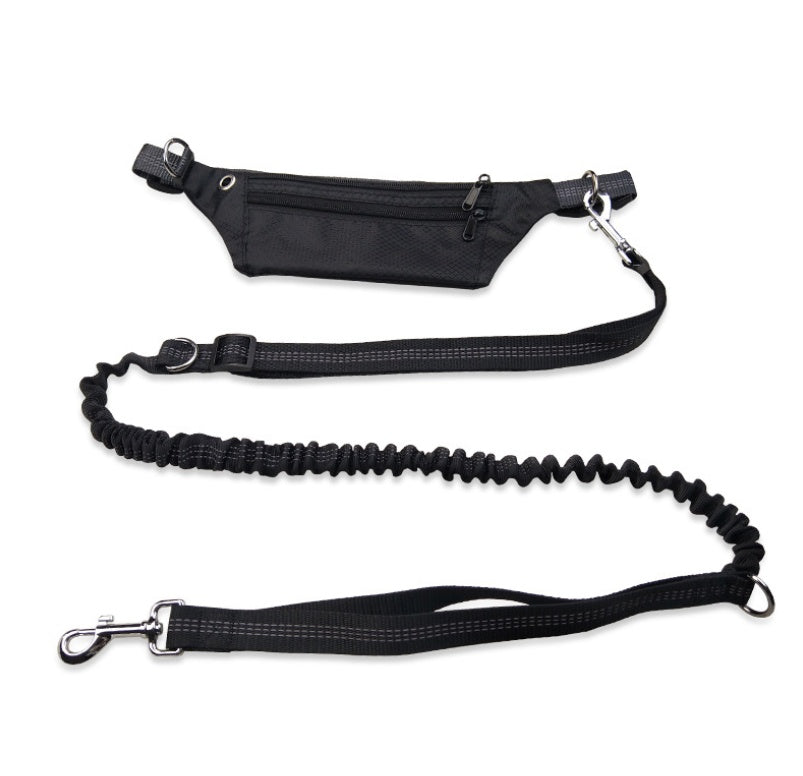 Hands Free Dog Running Leash with Waist Belt Pack