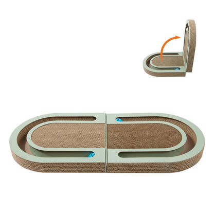 Folding Corrugated Cat Scratcher with Ball - Stylish & Durable