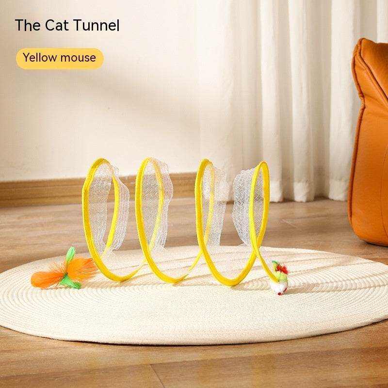 Elastic Collapsible Cat Tunnel Toy for Multiple Cats