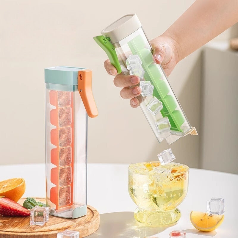 One Hand Press Ice Cube Tray With Storage Box